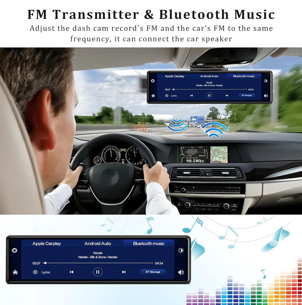 Dashcam Maxtoss 4K avec Caméra Double et Connectivité Carplay/Android Auto