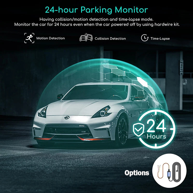 Dashcam 4K Triple Caméras Vision Nocturne et GPS