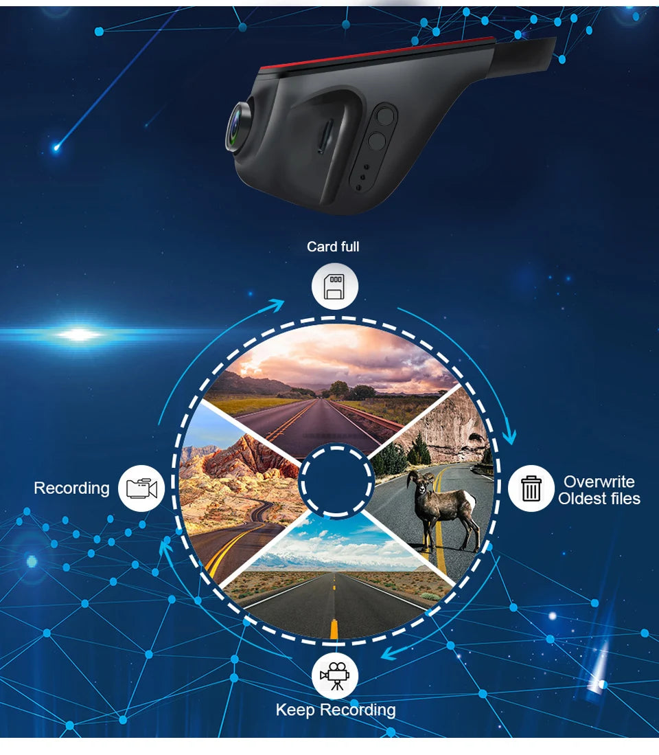 Caméra DVR Rétroviseur Full HD Vision Nocturne