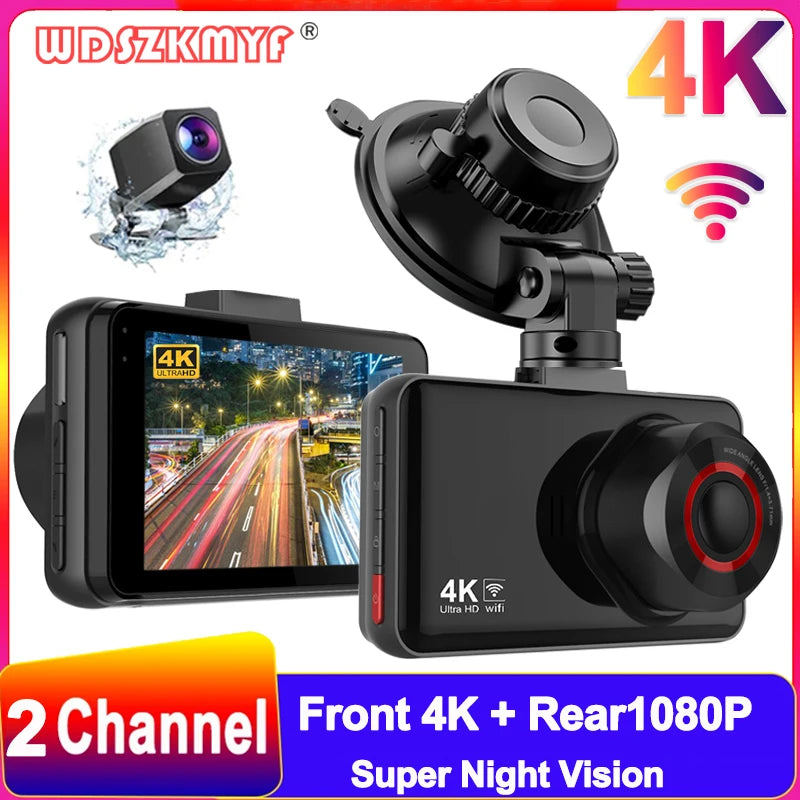 Dashcam 4K WiFi Avant et Arrière avec Vision Nocturne