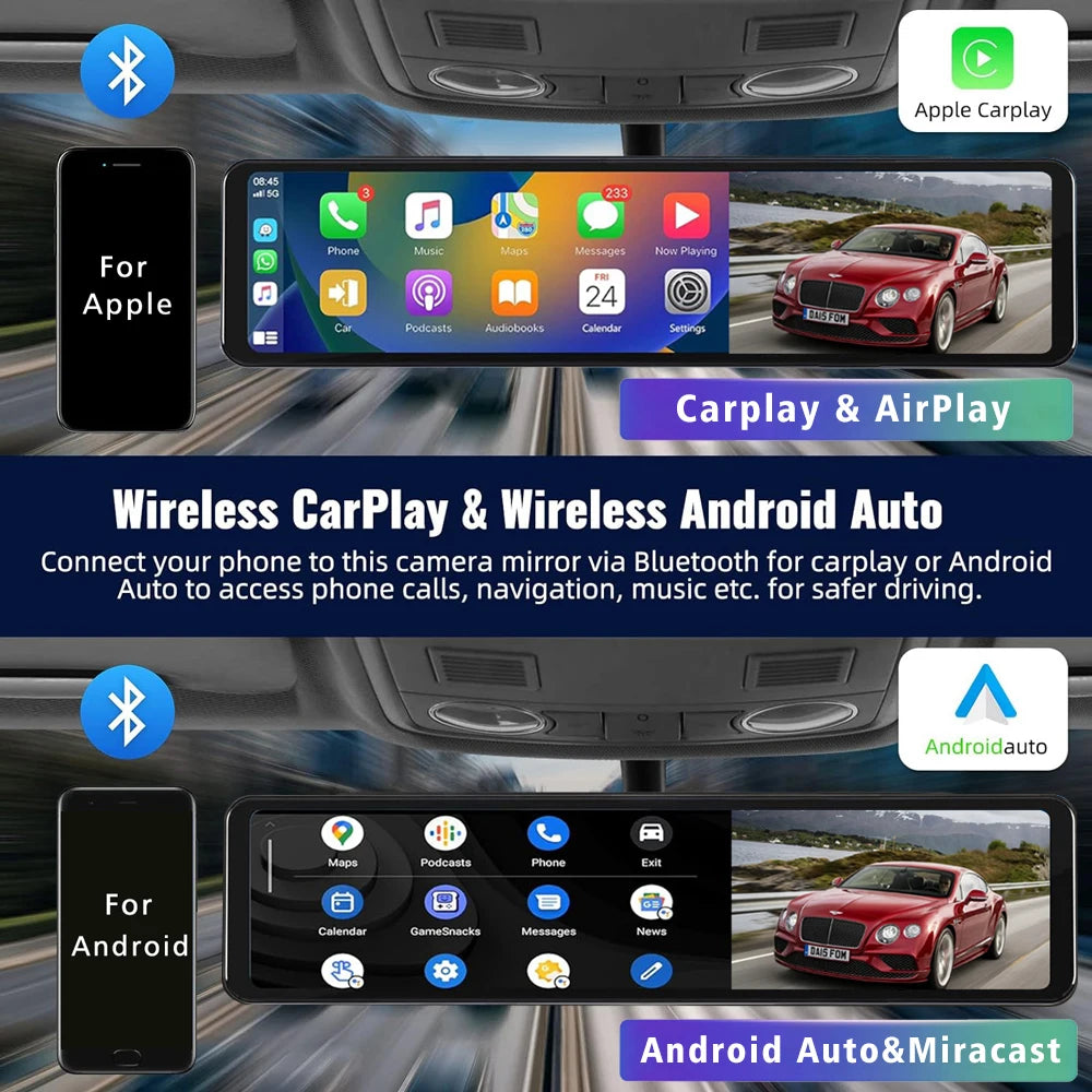 Dashcam Maxtoss 4K avec Caméra Double et Connectivité Carplay/Android Auto