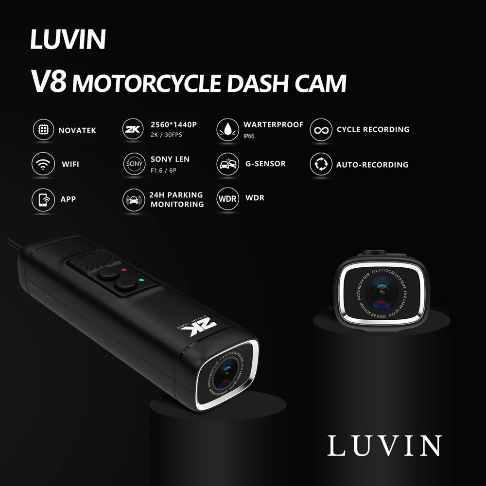 Dashcam Moto Guidon ou Casque 2K WiFi Waterproof Vision Nocturne