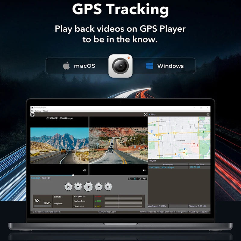Dashcam 4K Triple Caméras Vision Nocturne et GPS
