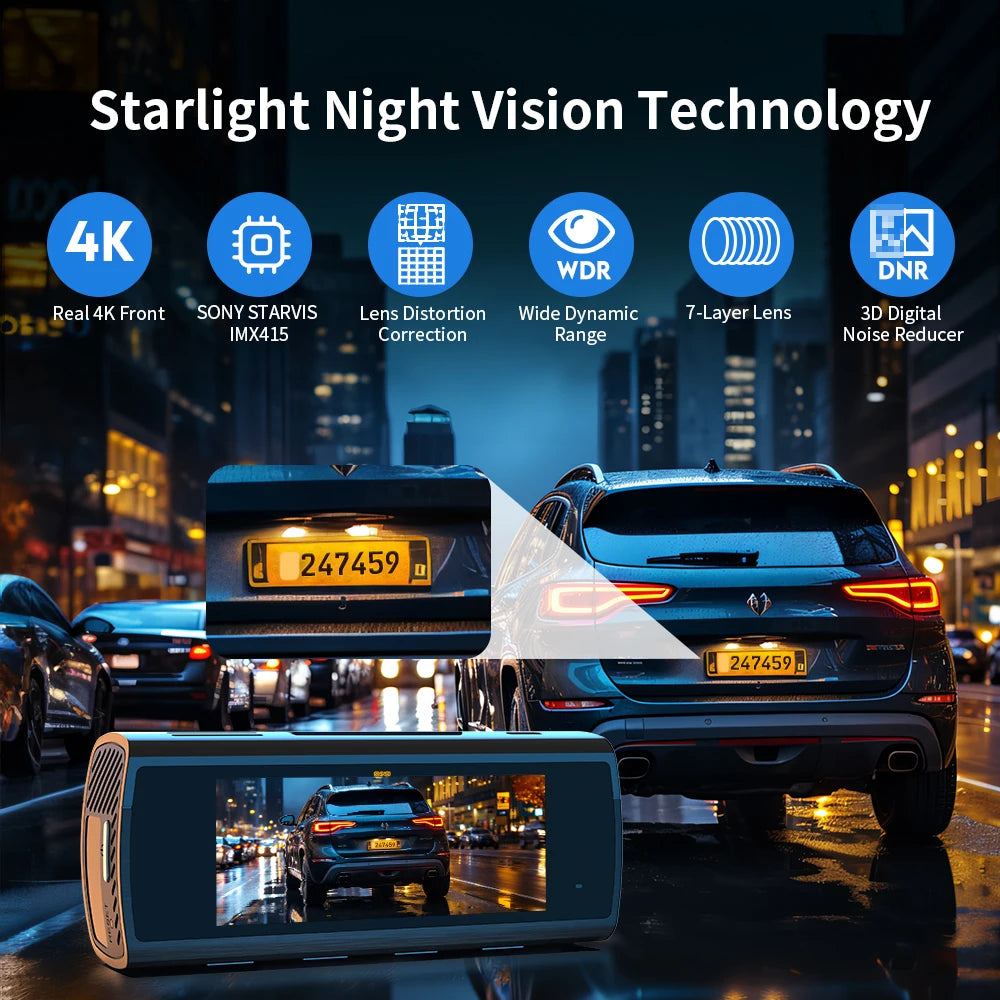 Dashcam KAD8-2C : Résolution 4K, Vision Nocturne et GPS Intégré pour une Surveillance Totale sur la Route
