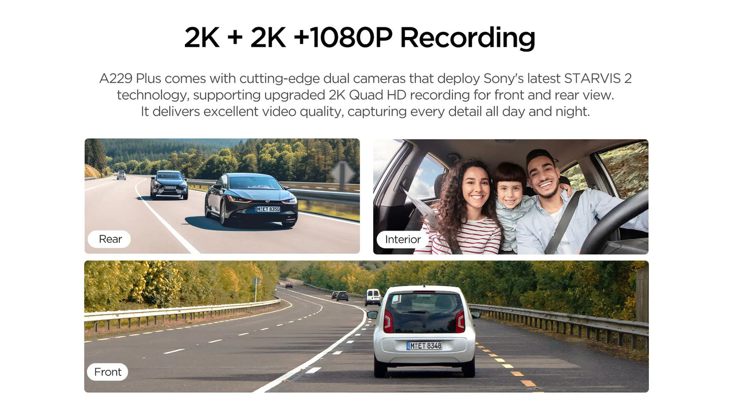 VIOFO A229 Plus Dash Cam : Enregistrement 2K HDR avec Commandes Vocales et Wi-Fi 5GHz