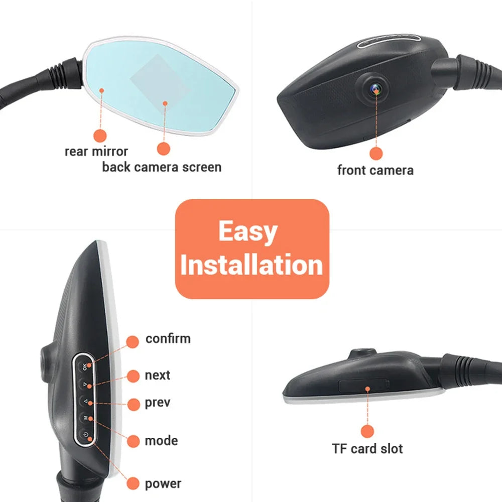 Dashcam Moto Rétroviseur 1080p