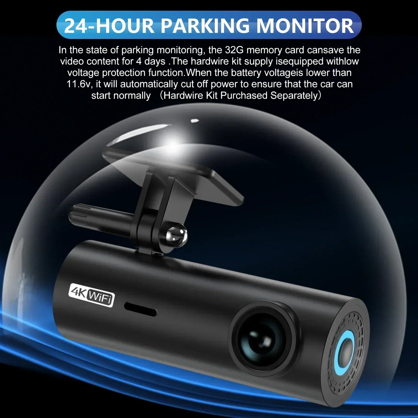 Dashcam GMA 4K avec WiFi et Vision Nocturne