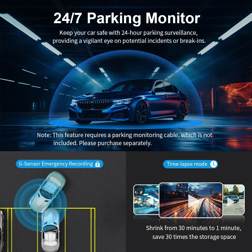 Dashcam KAD8-2C : Résolution 4K, Vision Nocturne et GPS Intégré pour une Surveillance Totale sur la Route