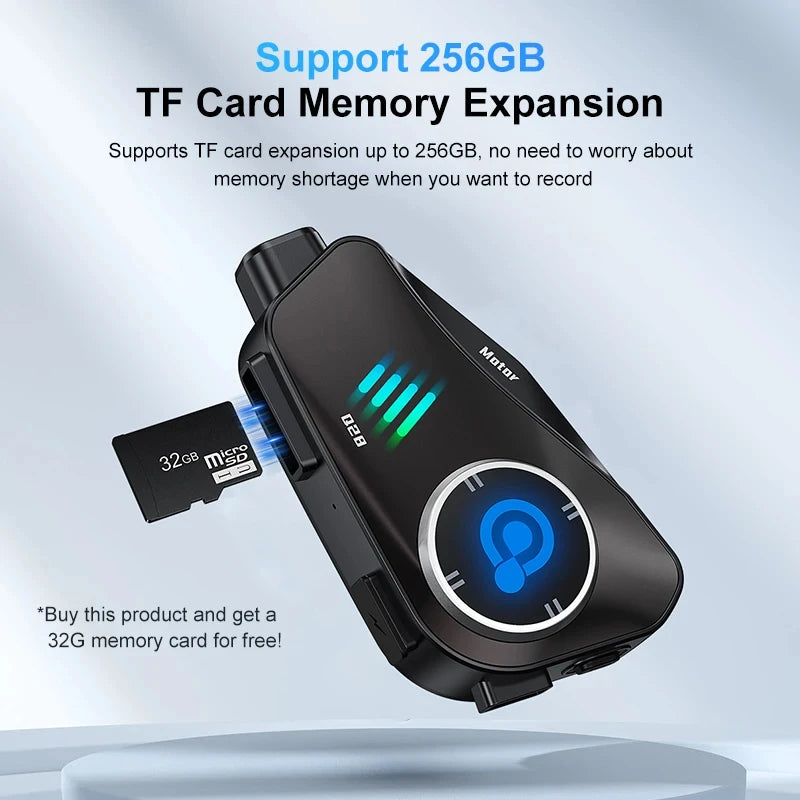Dashcam Moto 1080P Caméra de Casque + Intercom