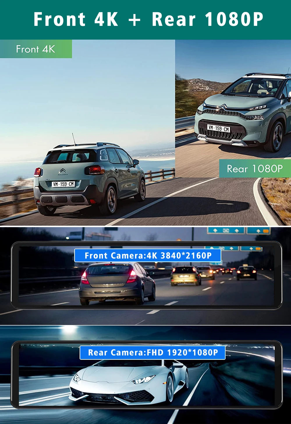 Dashcam Maxtoss 4K avec Caméra Double et Connectivité Carplay/Android Auto