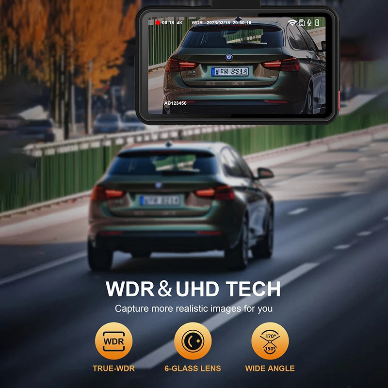 Dashcam 4K WiFi Avant et Arrière avec Vision Nocturne