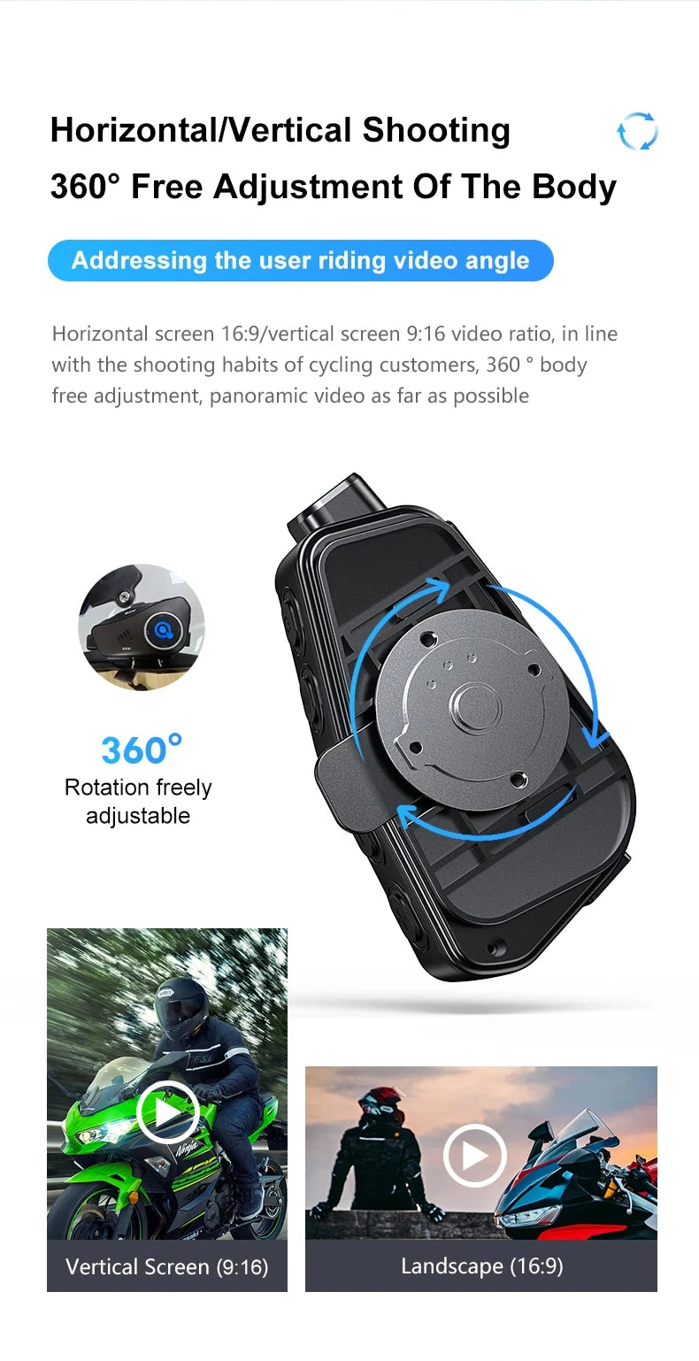 Dashcam Moto 1080P Caméra de Casque + Intercom