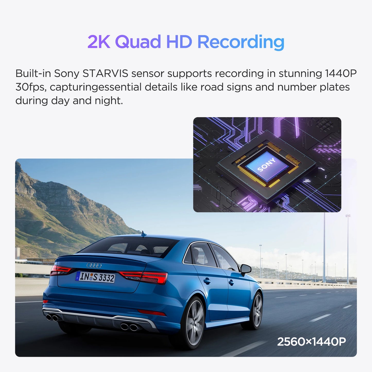 VIOFO WM1 Dash Cam 2K Quad HD avec Vision Nocturne et Mode Parking 24/7