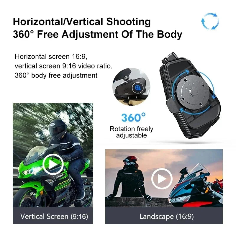 Dashcam Moto 1080P Caméra de Casque + Intercom