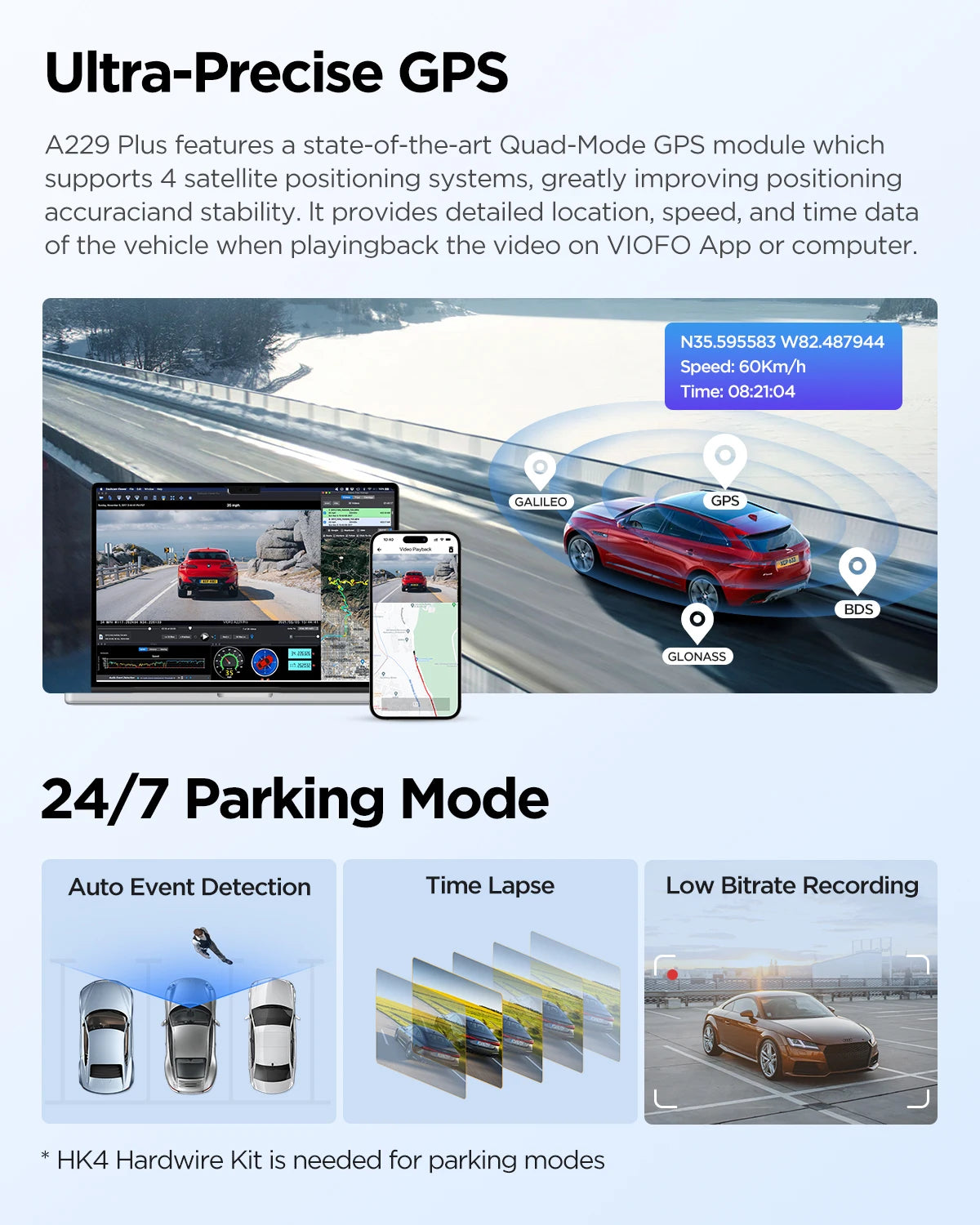VIOFO A229 Plus Dash Cam : Enregistrement 2K HDR avec Commandes Vocales et Wi-Fi 5GHz