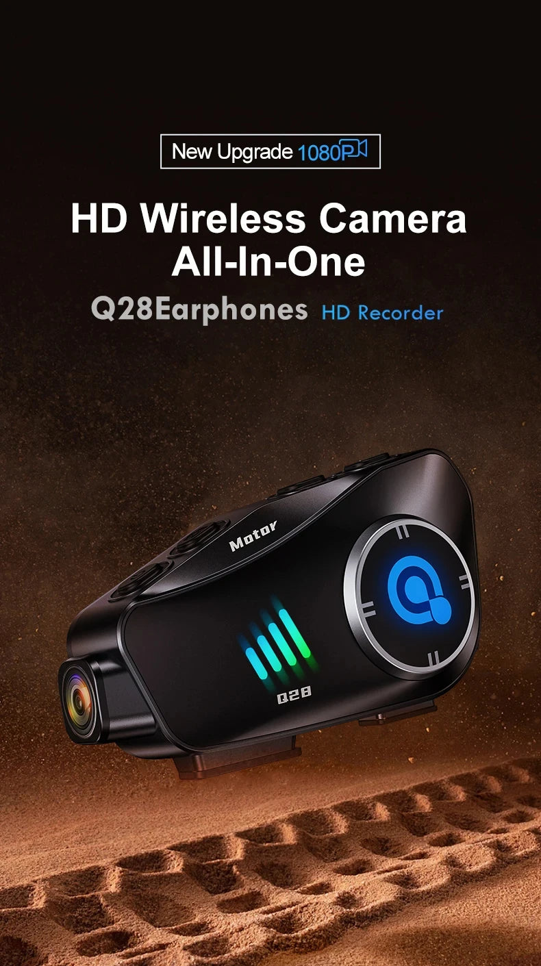 Dashcam Moto 1080P Caméra de Casque + Intercom
