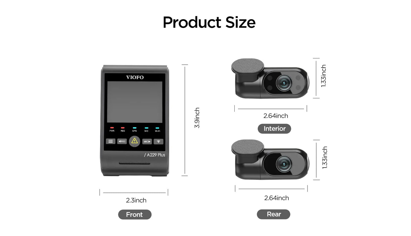 VIOFO A229 Plus Dash Cam : Enregistrement 2K HDR avec Commandes Vocales et Wi-Fi 5GHz