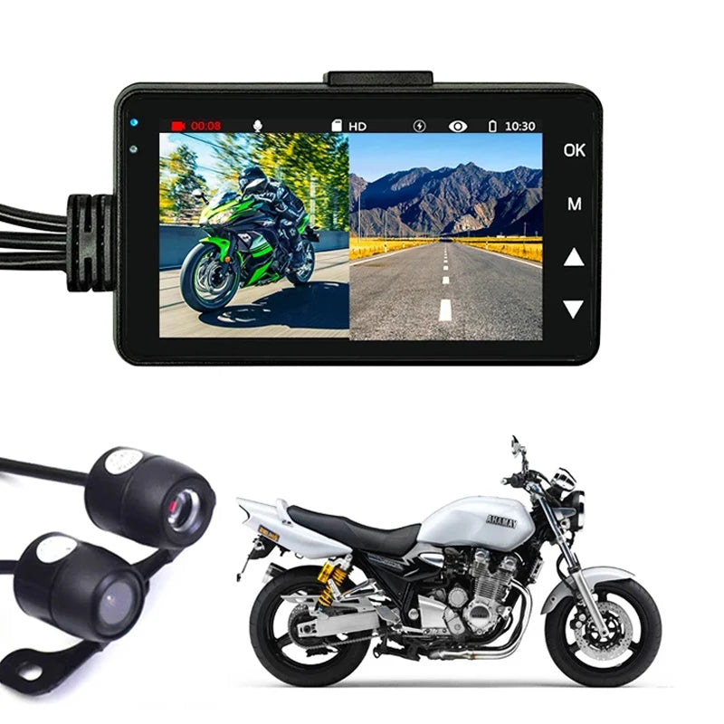 BOJECHER KY-MT18 Caméra Dash Cam pour Moto avec Enregistreur Double Piste Avant et Arrière