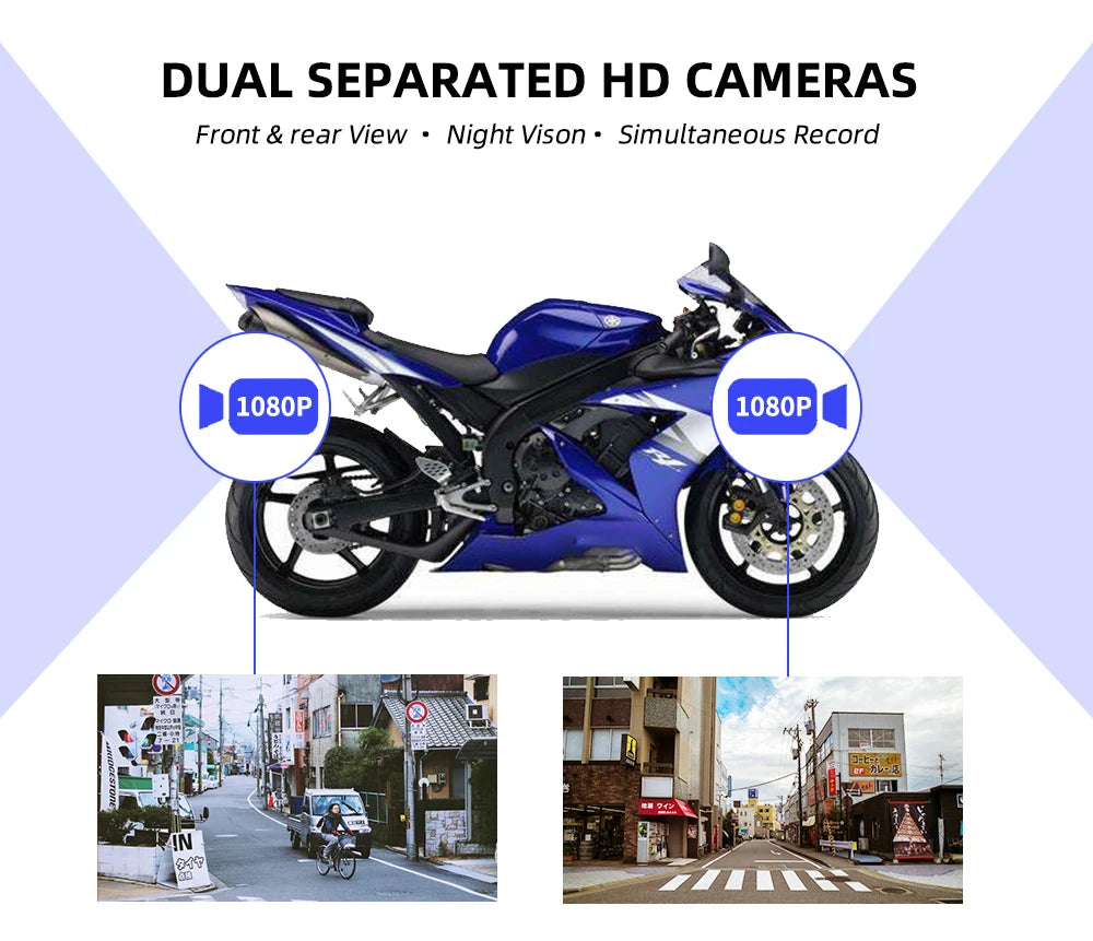 Double Dashcam Moto 1080p Wi-Fi et Vision Nocturne