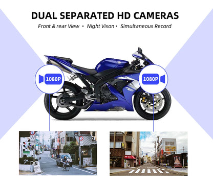 Double Dashcam Moto 1080p Wi-Fi et Vision Nocturne