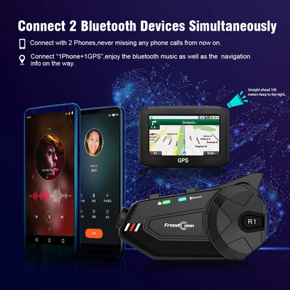 Intercom et DashCam pour Casque de Moto, HD Waterproof WiFi
