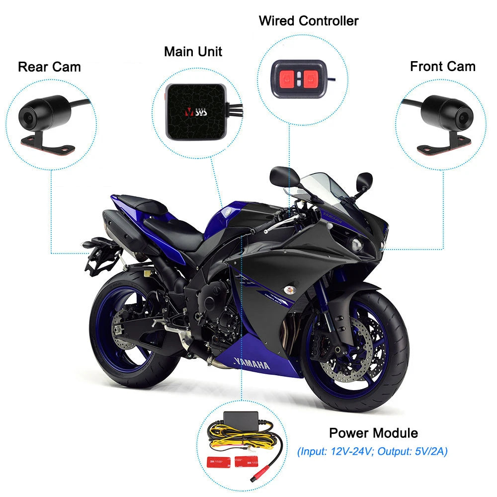 Double Dashcam Moto 1080p Wi-Fi et Vision Nocturne