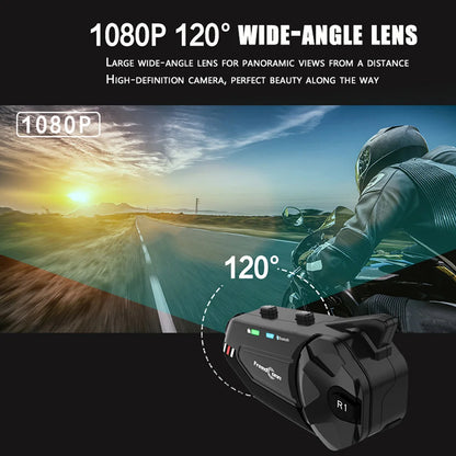 Intercom et DashCam pour Casque de Moto, HD Waterproof WiFi
