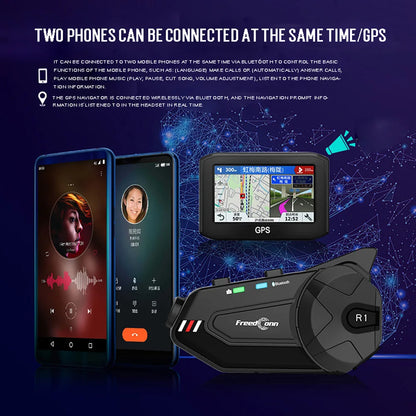 Intercom et DashCam pour Casque de Moto, HD Waterproof WiFi