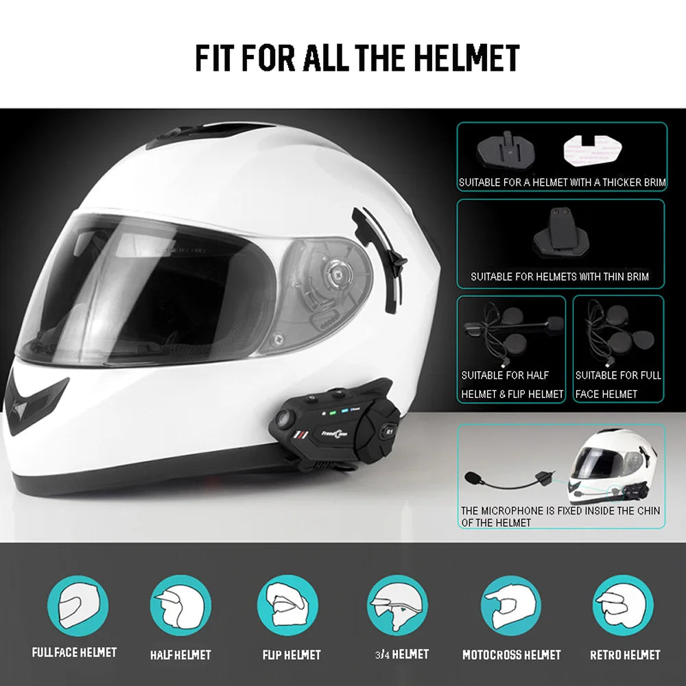 Intercom et DashCam pour Casque de Moto, HD Waterproof WiFi