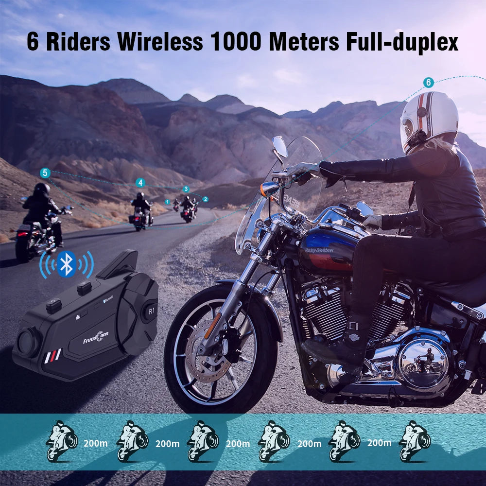 Intercom et DashCam pour Casque de Moto, HD Waterproof WiFi