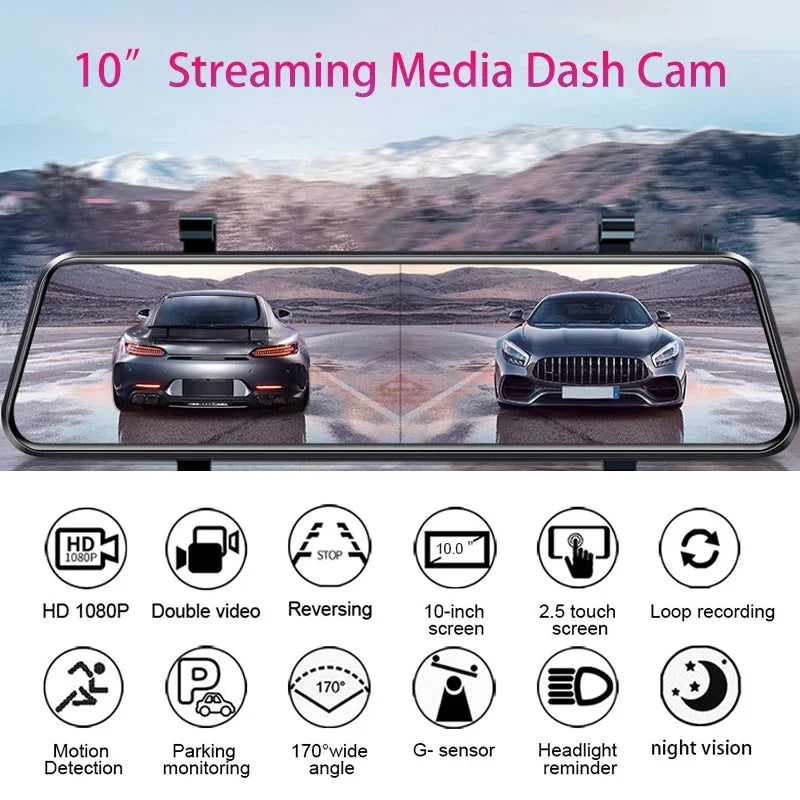 Dashcam Rétroviseur avant-arrière 4.3" Full HD
