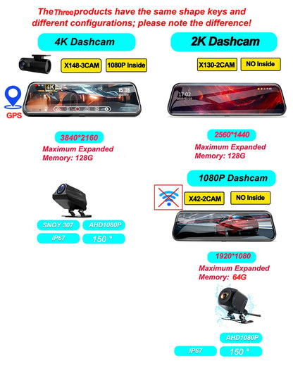 Dashcam 4K WDS-123C - Triple Caméras avec Vision Nocturne et WiFi