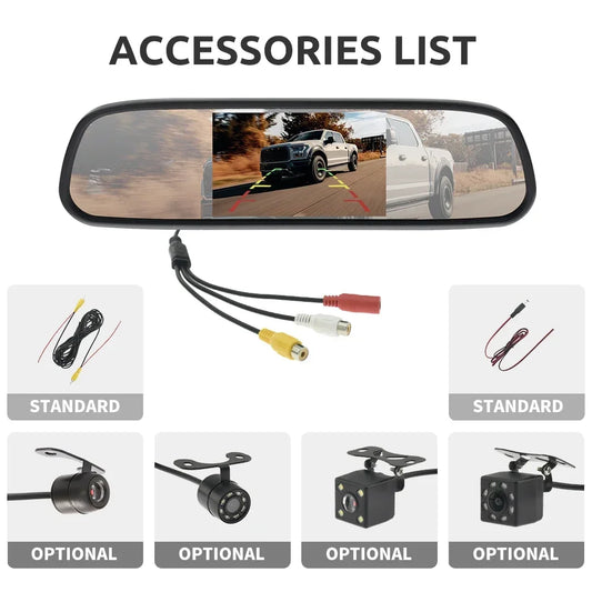 Caméra de Recul + Moniteur Rétroviseur 5"