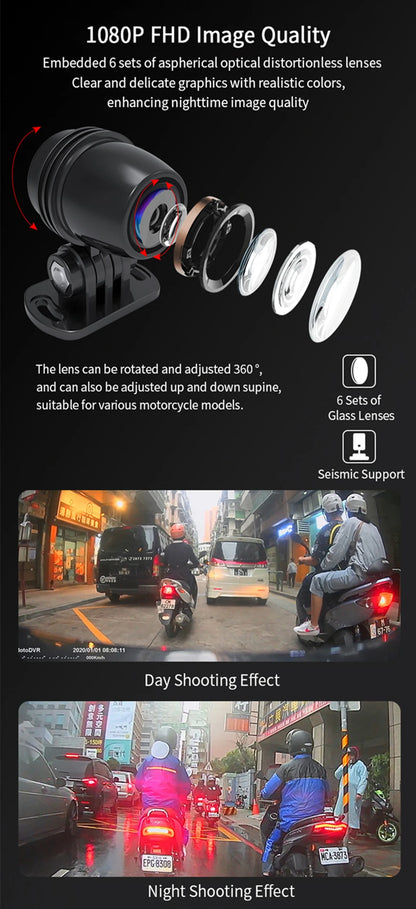 KOC-2C Double Dashcam Moto avec WiFi et GPS