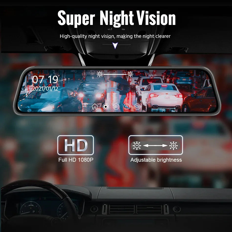 Dashcam Rétroviseur avant-arrière 4.3" Full HD
