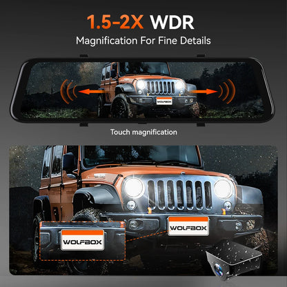 WOLFBOX G900 4K+2.5K Caméra de Tableau de Bord Miroir Intelligente - Sécurité Maximale pour Votre Conduite