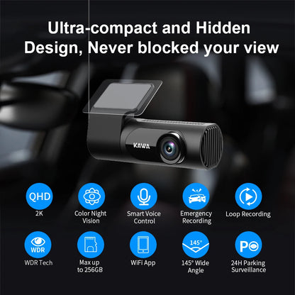 Dashcam KAD6-1C : Surveillance 2K Ultra HD, Vision Nocturne Starlight et Contrôle Vocal pour une Sécurité Totale