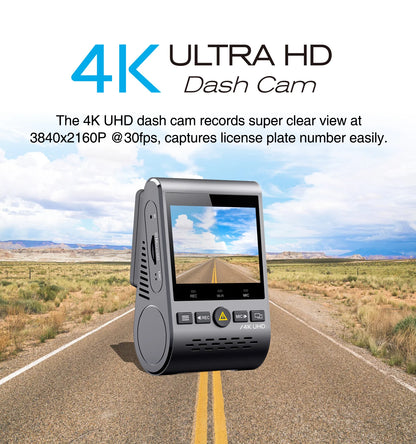 VIOFO Ultra HD 4K Dash Cam avec Vision Nocturne et GPS Intégré