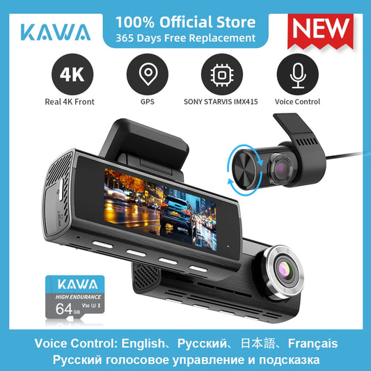 Dashcam KAD8-2C : Résolution 4K, Vision Nocturne et GPS Intégré pour une Surveillance Totale sur la Route