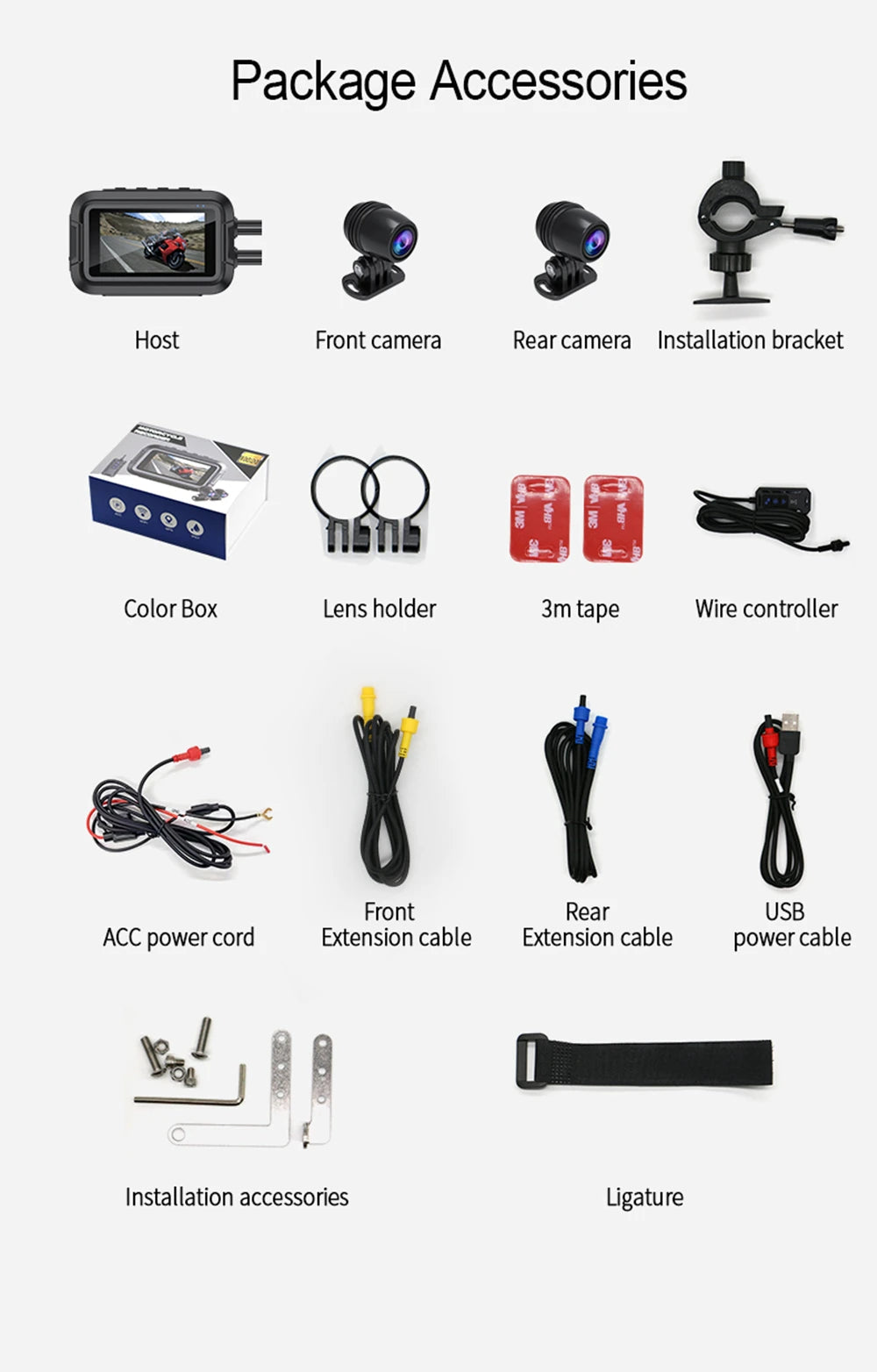 KOC-2C Double Dashcam Moto avec WiFi et GPS
