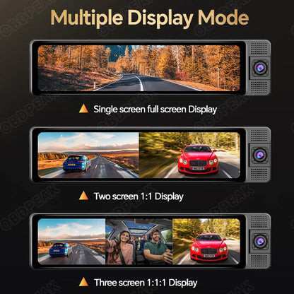 OBDP-23C Dash Cam Rétroviseur 4K avec Enregistrement Triple Canal et Vision Nocturne