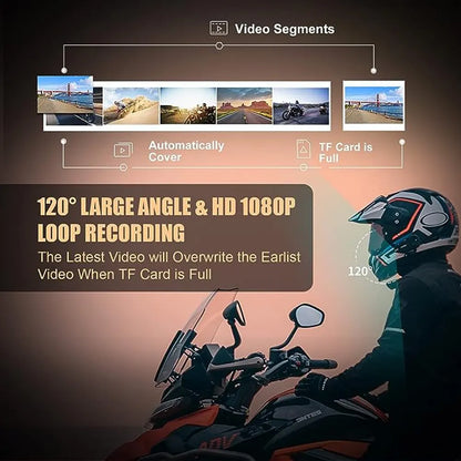 Intercom et DashCam pour Casque de Moto, HD Waterproof