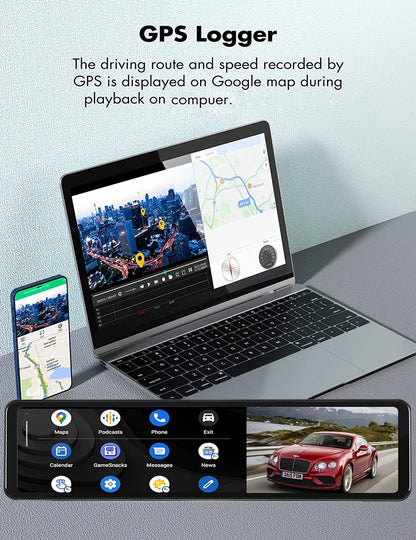 Dashcam Maxtoss 4K avec Caméra Double et Connectivité Carplay/Android Auto
