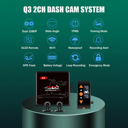Double Dash Cam HD avec Vision Nocturne, Mode Parking, WiFi et GPS