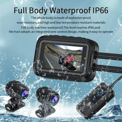 Double DashCam Moto 1080P Grand Angle Aide Parking GPS