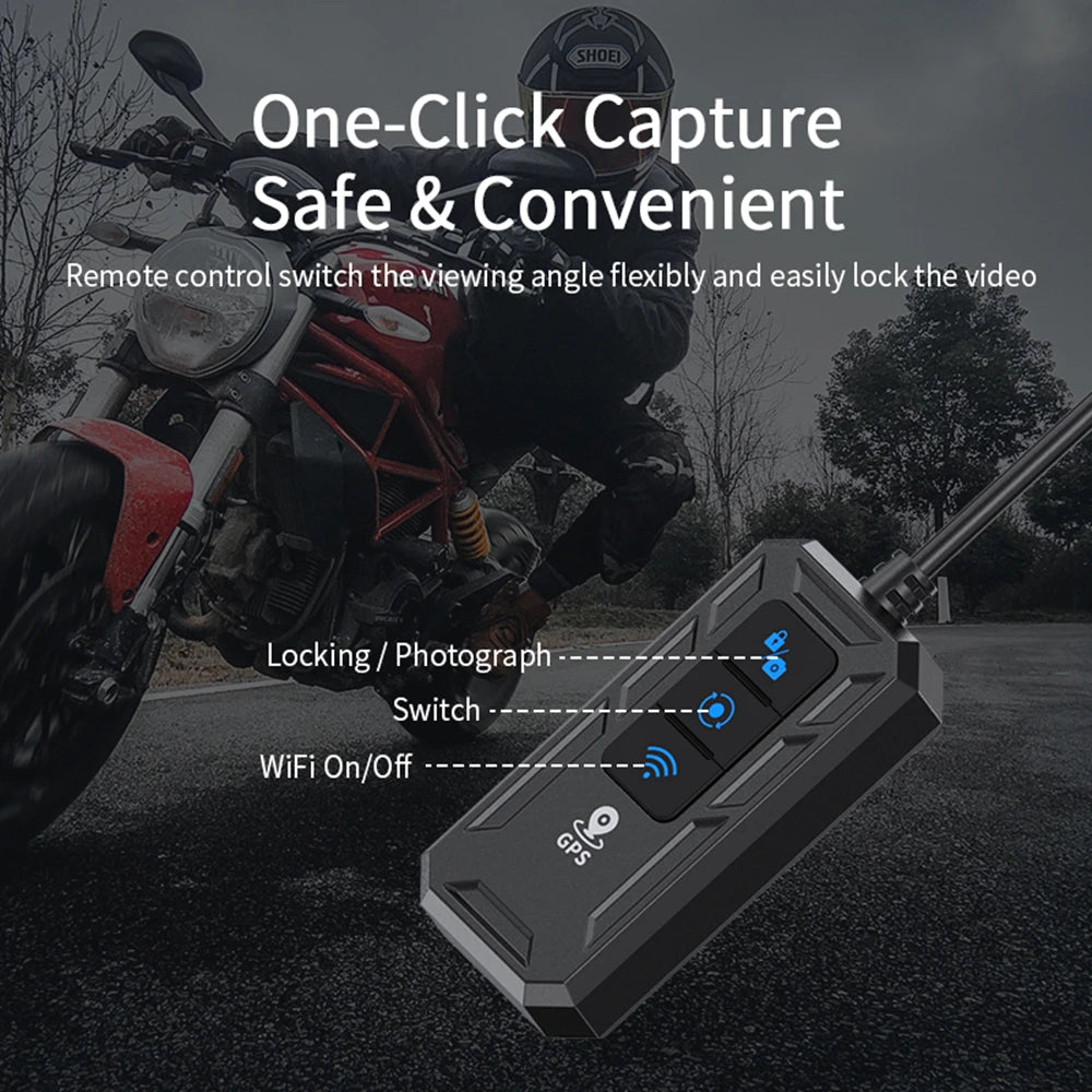 KOC-2C Double Dashcam Moto avec WiFi et GPS