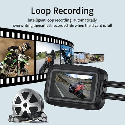 Double DashCam Moto 1080P Grand Angle Aide Parking GPS