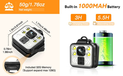 KAY Mini Body Camera 1080P : Caméra Polyvalente pour Sécurité, Sports et Loisirs