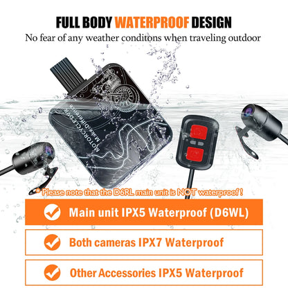 Double Dashcam Moto 1080p Wi-Fi et Vision Nocturne