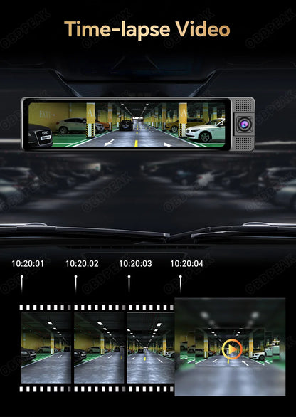OBDP-23C Dash Cam Rétroviseur 4K avec Enregistrement Triple Canal et Vision Nocturne